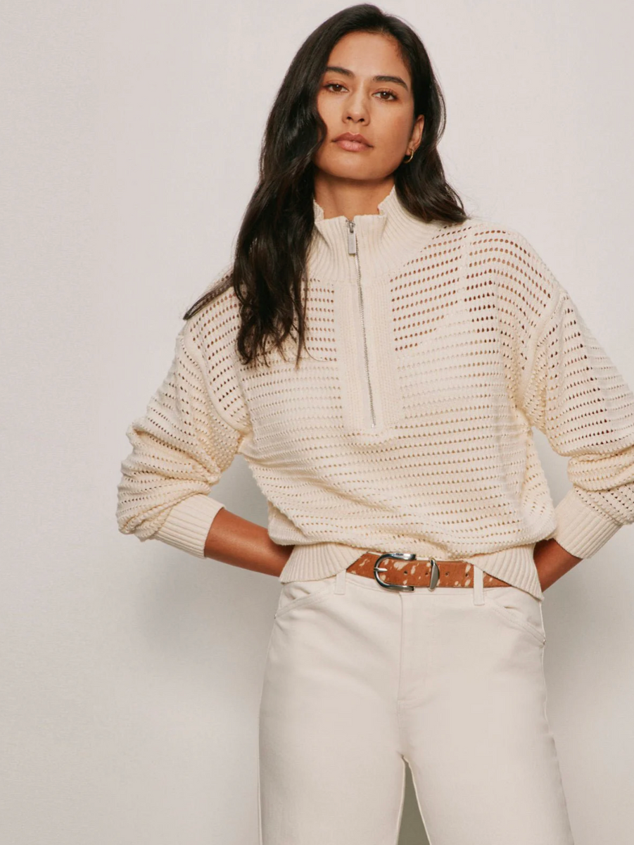Open Knit 1/2 Zip Sweater in Collagen – nk boutique baton rouge