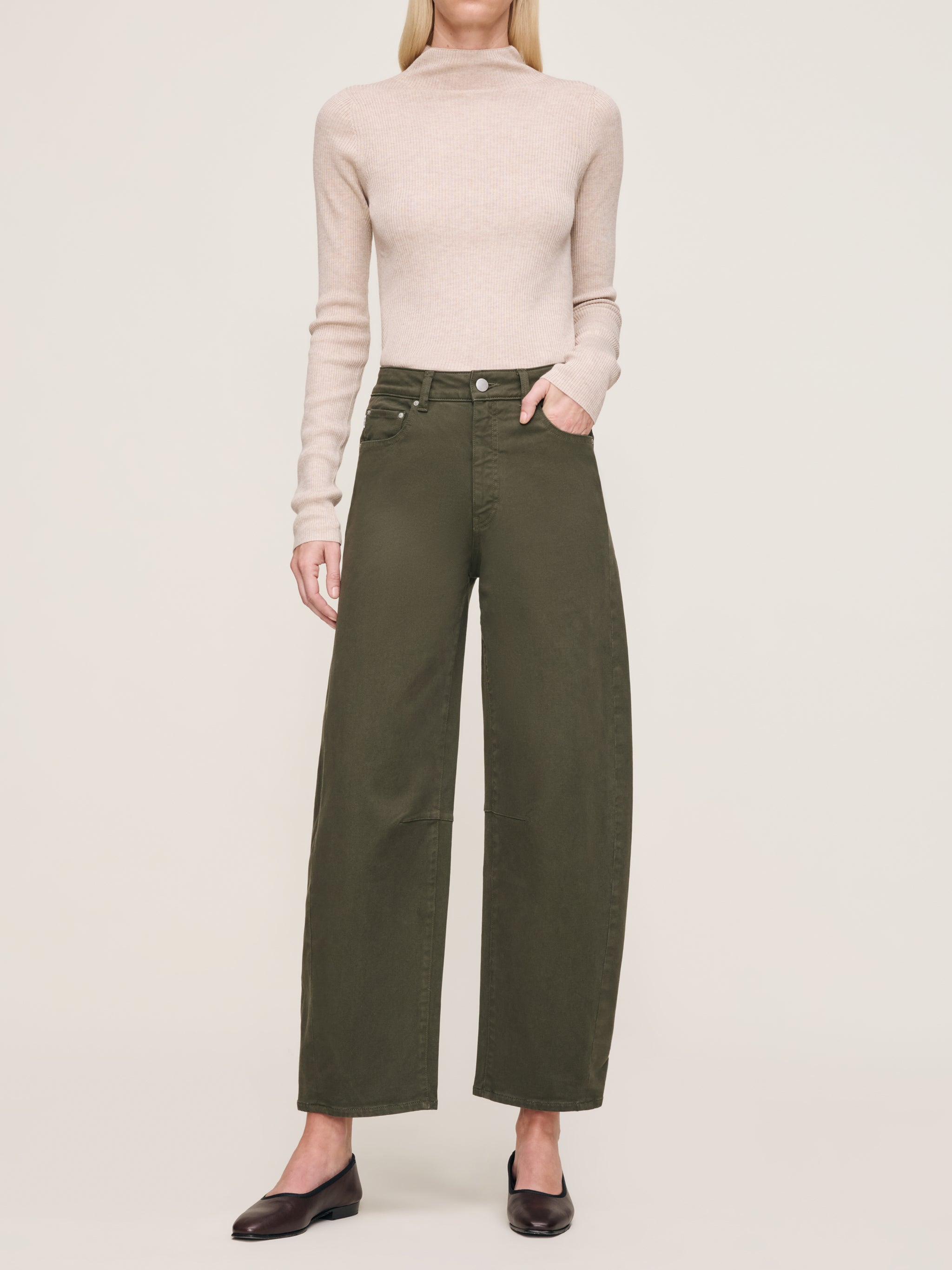 nini　the toe buckingham pants Pintuck Knit Pant in Interlock - Moonbeam Heather – Carbon38