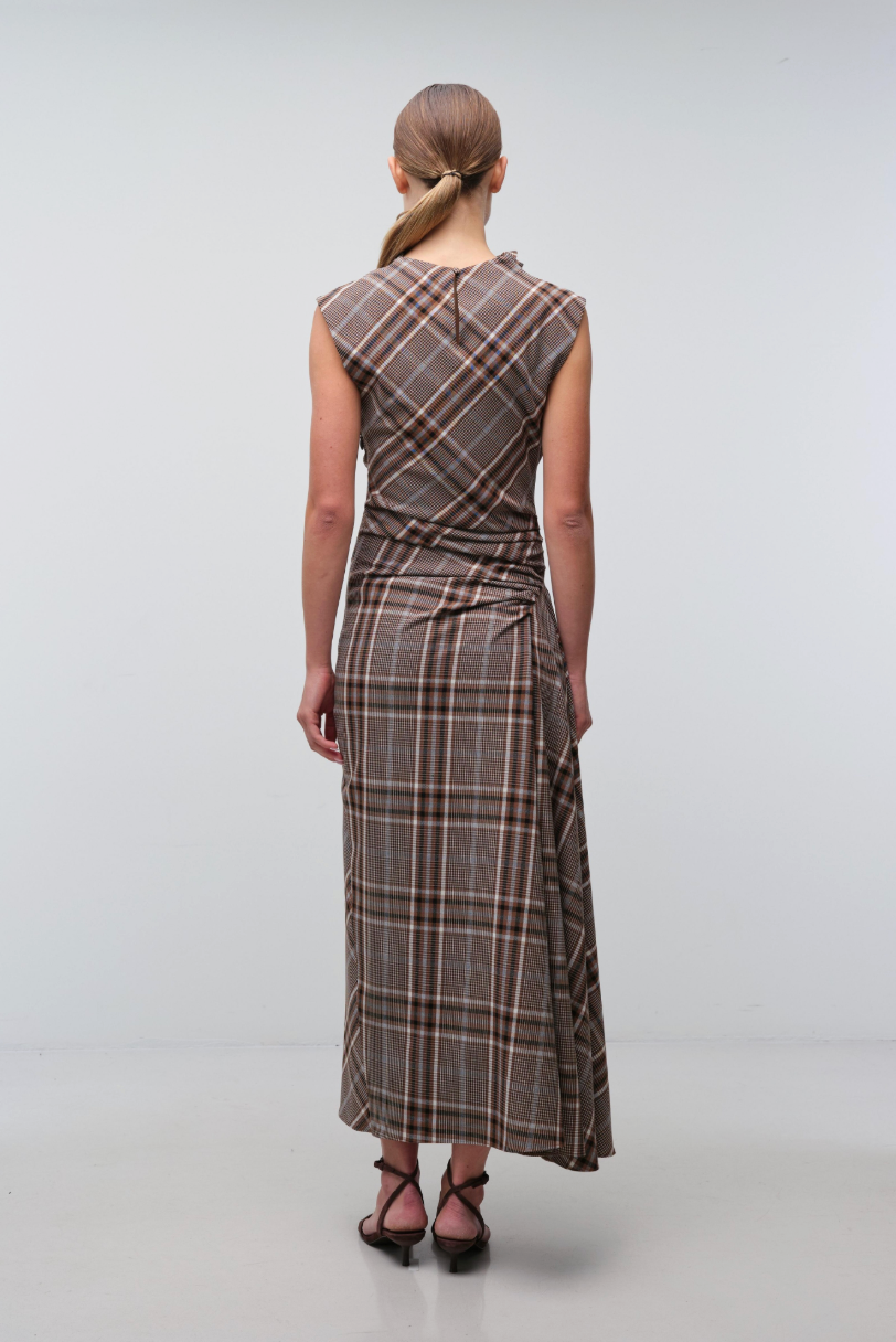 simkhai burke draped midi dress in Otter Plaid – nk boutique baton rouge Size:44 Long group-8806 and a clutch for Reformation | Dresses |