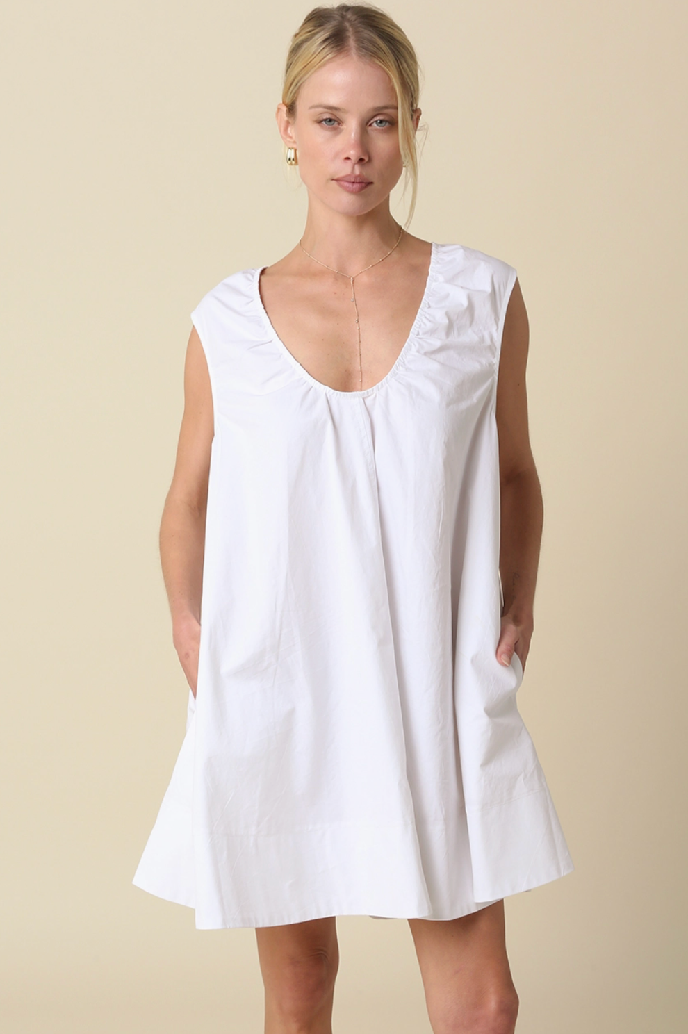 swing mini dress white Princess Polly Women's Swing Ruffle Cotton Minidress - White